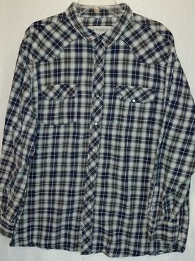 WindRiver Men’s Blue and White Plaid Button-Down Shirt #2571
